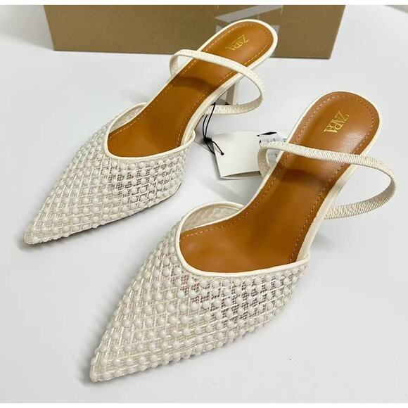 ZARA Blogger Fave!!! Embellished Slingbacks NWT 🤍 - Picture 12 of 16